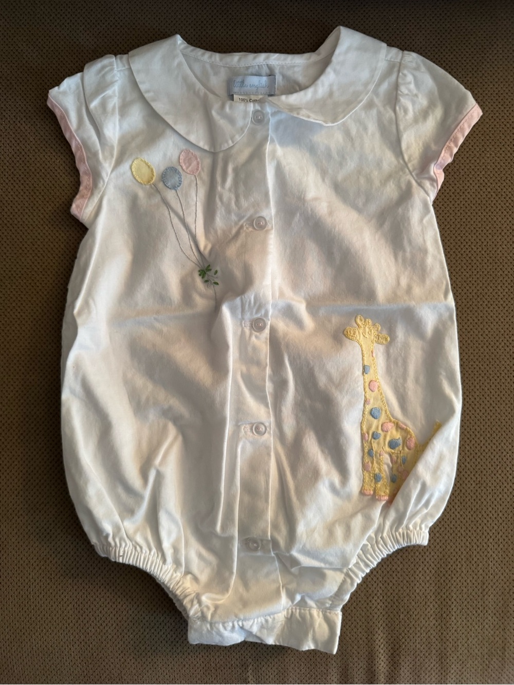 Little English bubble with giraffe and balloons size 9m